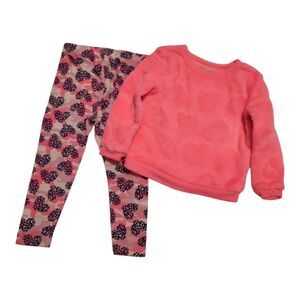BCBG Girls Hot Pink Fuzzy Heart Sweatshirt & Heart Leggings Set - 2T  0010